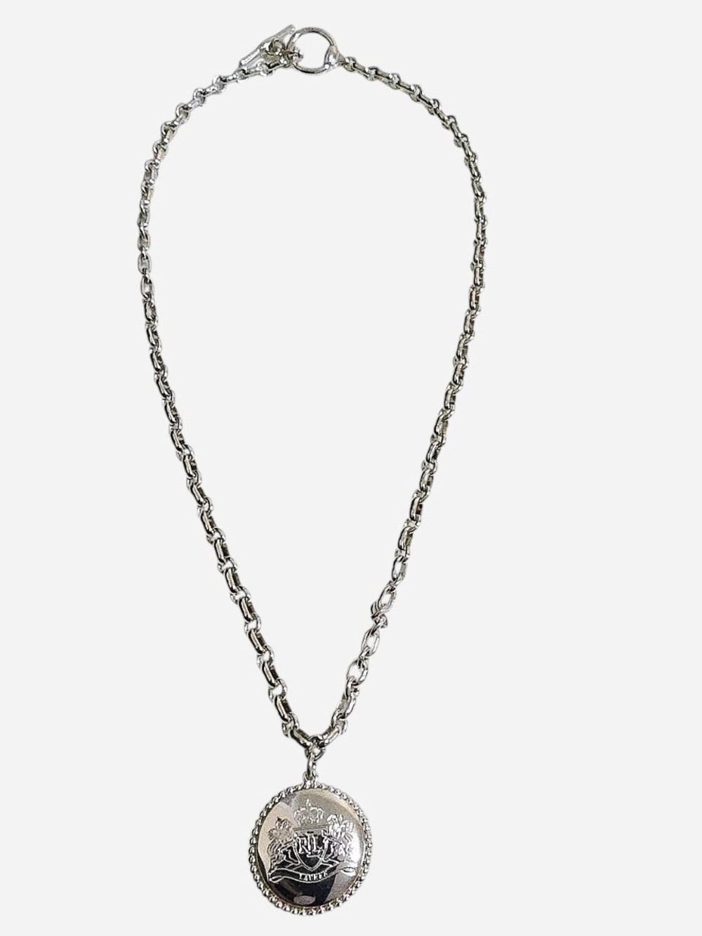 Ralph Lauren Silver Medallion Pendant Necklace - Classic Women's Jewelry